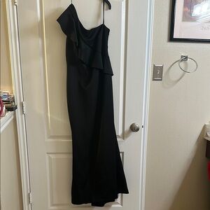 Jessica Howard Black Asymmetrical Ruffled Cocktail Dress